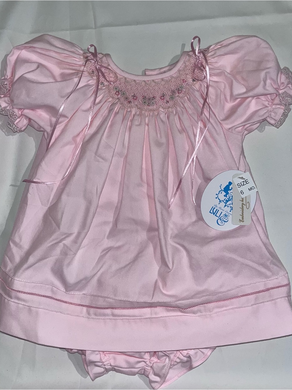 Luli and Me Smocked 2 Piece Set 6M Pink